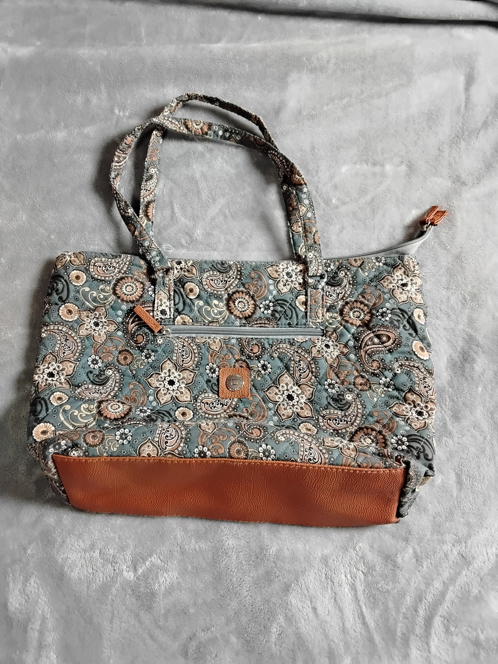 Stone Mountain Accessories Paisley Quilted Tote in Teal and Brown